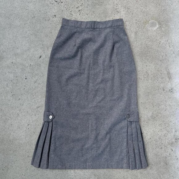 Vintage grey pleated maxi skirt - Picture 2 of 8